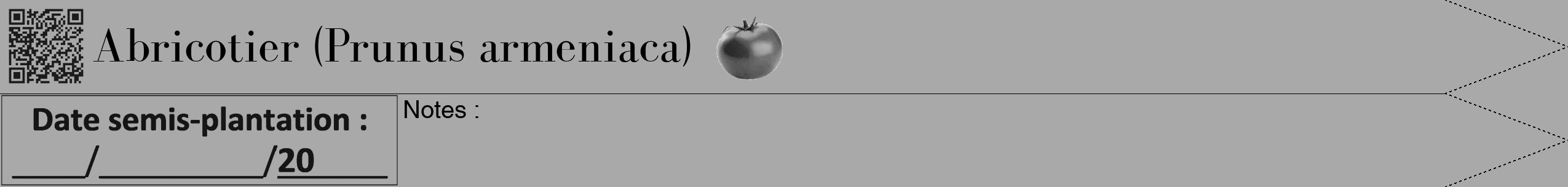 Étiquette de : Prunus armeniaca - format b - style noire13bod avec qrcode et comestibilité simplifiée