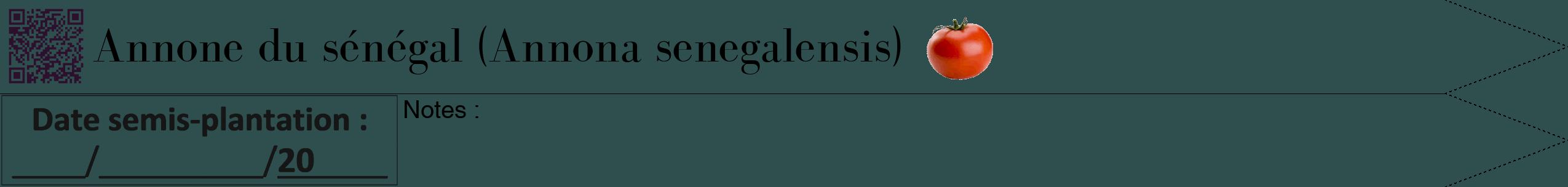 Étiquette de : Annona senegalensis - format b - style noire58bod avec qrcode et comestibilité simplifiée