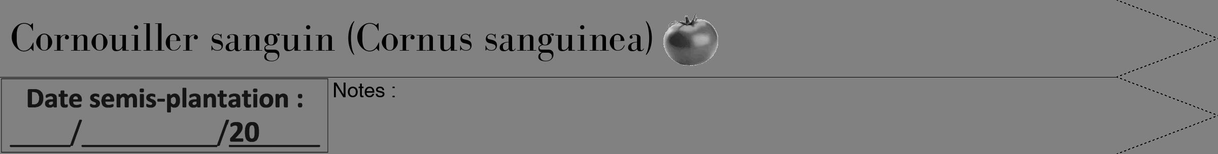 Étiquette de : Cornus sanguinea - format b - style noire50bod avec comestibilité simplifiée