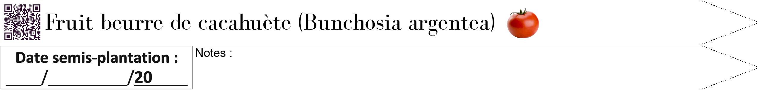 Étiquette de : Bunchosia argentea - format b - style noire60bod avec qrcode et comestibilité simplifiée