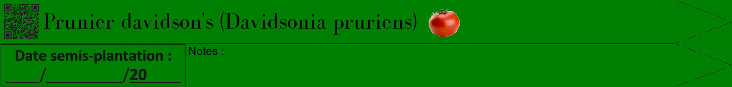 Étiquette de : Davidsonia pruriens - format b - style noire9bod avec qrcode et comestibilité simplifiée