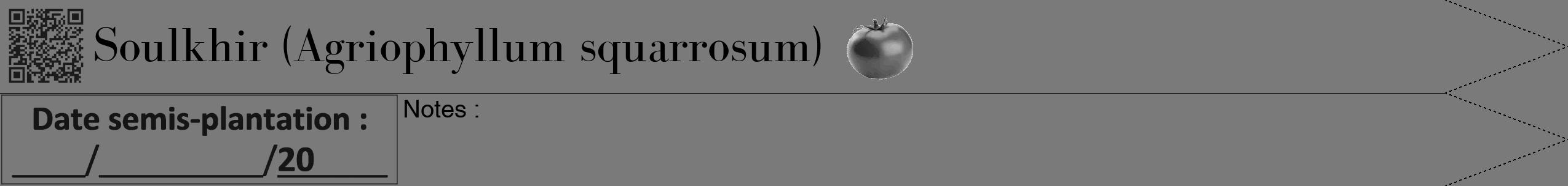 Étiquette de : Agriophyllum squarrosum - format b - style noire3bod avec qrcode et comestibilité simplifiée