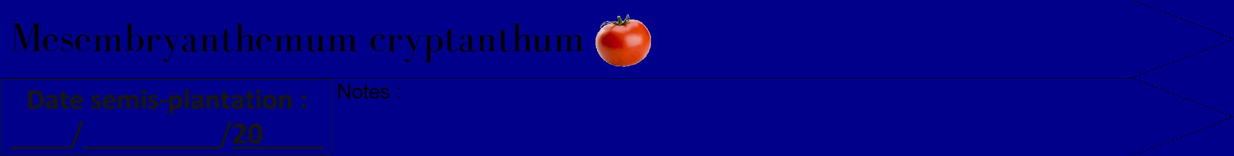 Étiquette de : Mesembryanthemum cryptanthum - format b - style noire7bod avec comestibilité simplifiée