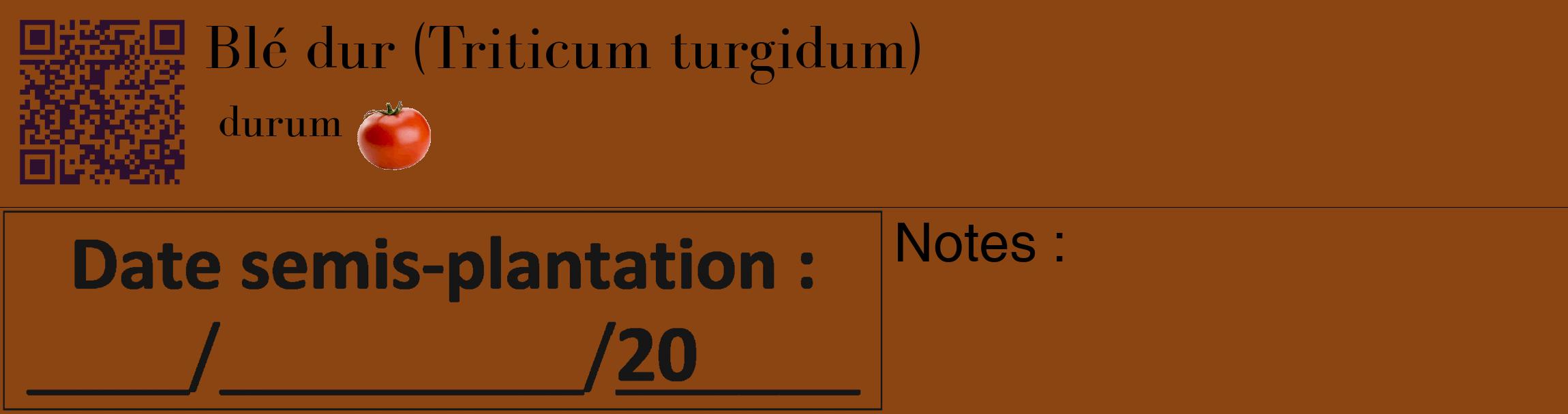 Étiquette de : Triticum turgidum durum - format c - style noire30_basique_basiquebod avec qrcode et comestibilité simplifiée