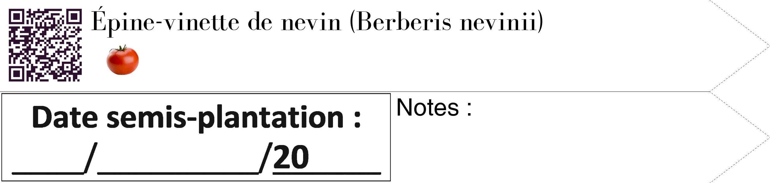 Étiquette de : Berberis nevinii - format c - style noire60_simple_simplebod avec qrcode et comestibilité simplifiée
