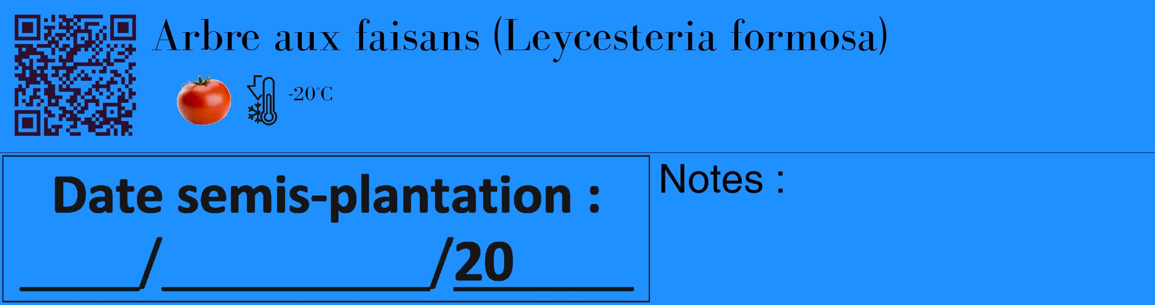 Étiquette de : Leycesteria formosa - format c - style noire3_basique_basiquebod avec qrcode et comestibilité simplifiée