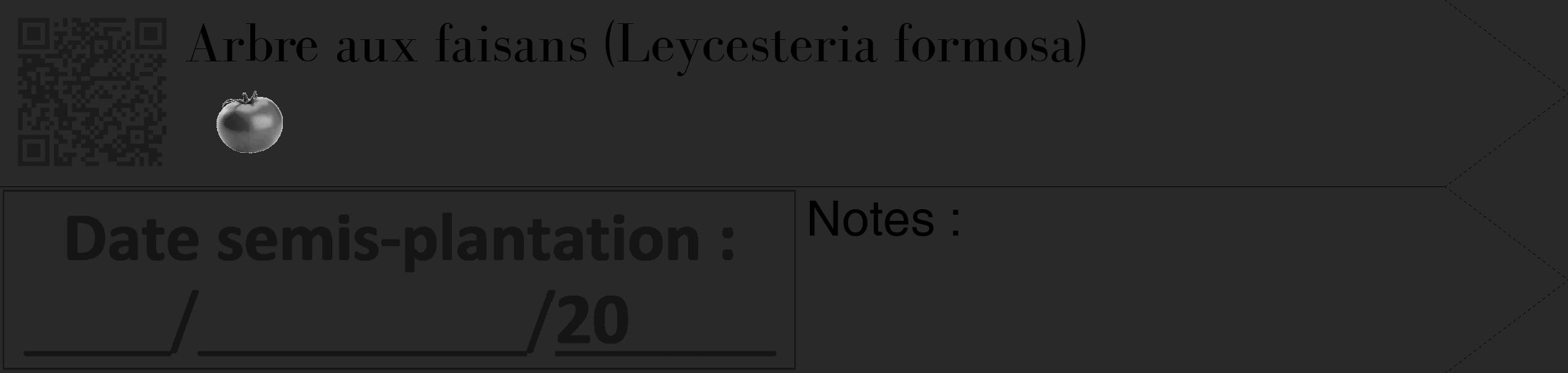 Étiquette de : Leycesteria formosa - format c - style noire34_simple_simplebod avec qrcode et comestibilité simplifiée