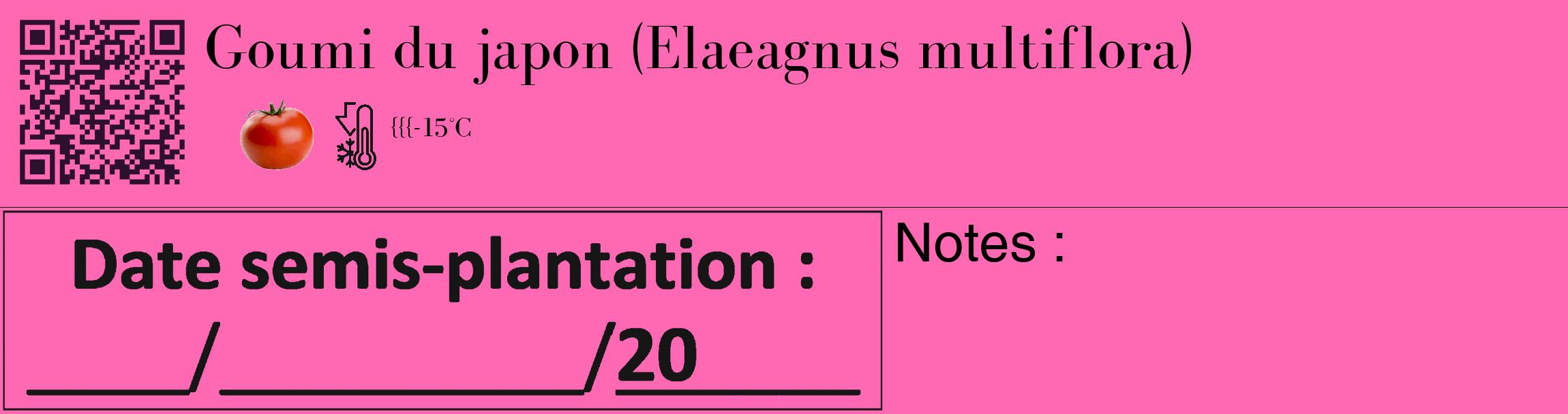 Étiquette de : Elaeagnus multiflora - format c - style noire42_basique_basiquebod avec qrcode et comestibilité simplifiée