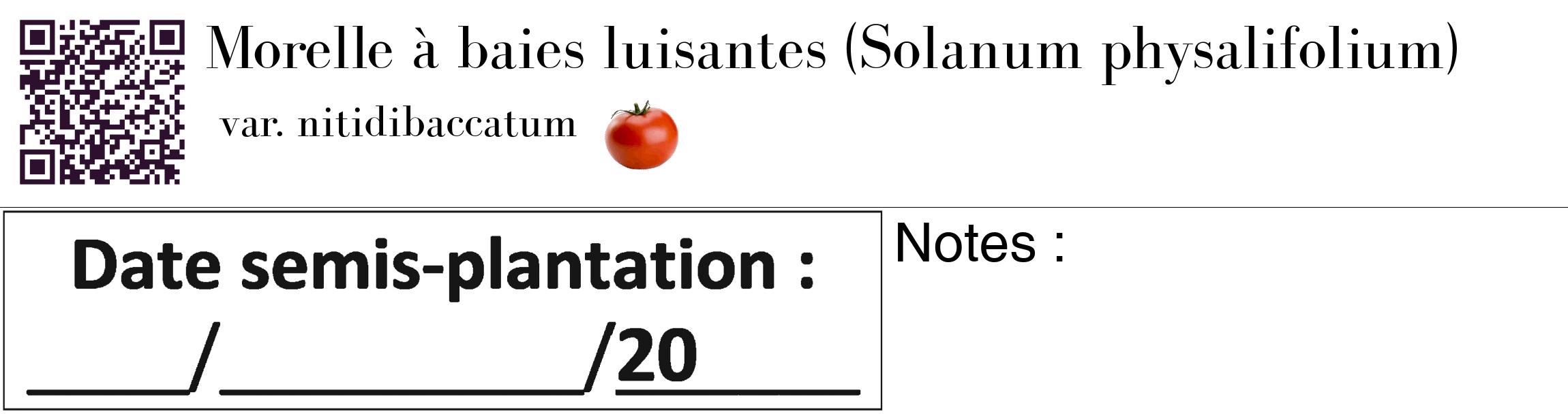 Étiquette de : Solanum physalifolium var. nitidibaccatum - format c - style noire60_basique_basiquebod avec qrcode et comestibilité simplifiée