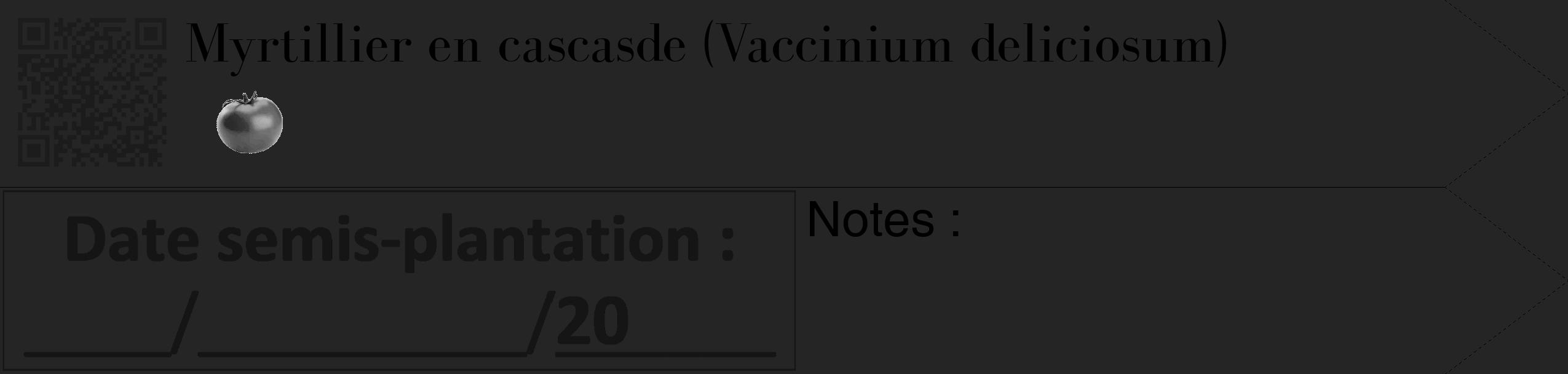 Étiquette de : Vaccinium deliciosum - format c - style noire47_simple_simplebod avec qrcode et comestibilité simplifiée