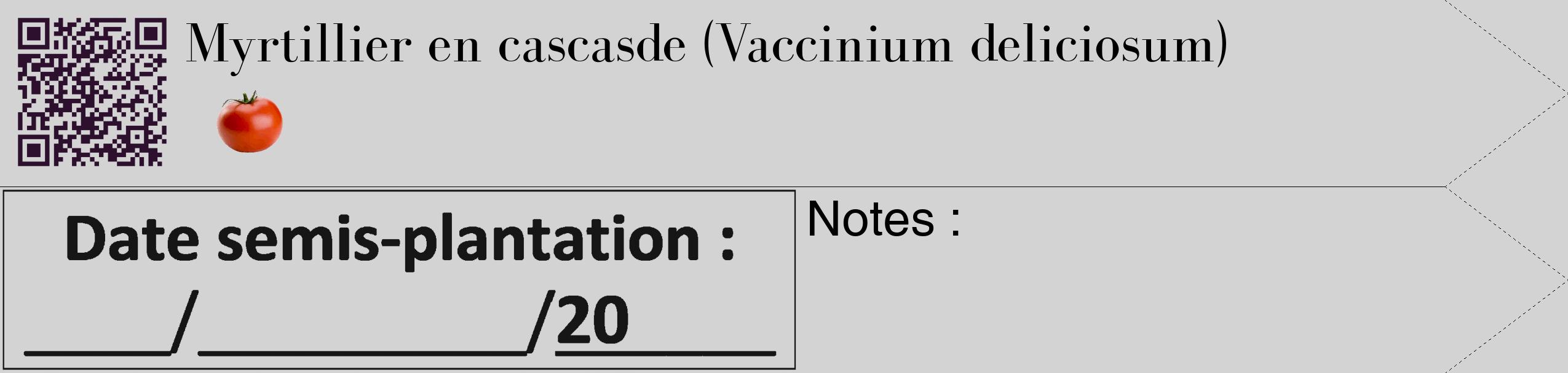 Étiquette de : Vaccinium deliciosum - format c - style noire56_simple_simplebod avec qrcode et comestibilité simplifiée