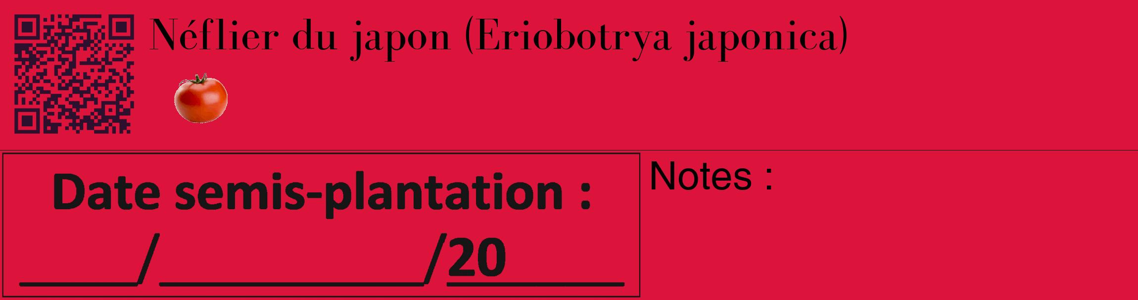 Étiquette de : Eriobotrya japonica - format c - style noire36_basique_basiquebod avec qrcode et comestibilité simplifiée