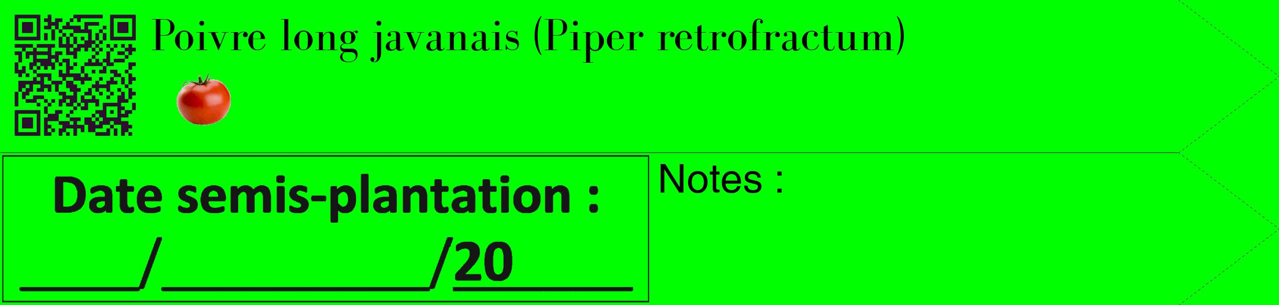 Étiquette de : Piper retrofractum - format c - style noire16_simple_simplebod avec qrcode et comestibilité simplifiée