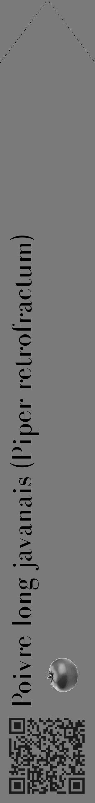 Étiquette de : Piper retrofractum - format c - style noire3_simple_simplebod avec qrcode et comestibilité simplifiée - position verticale