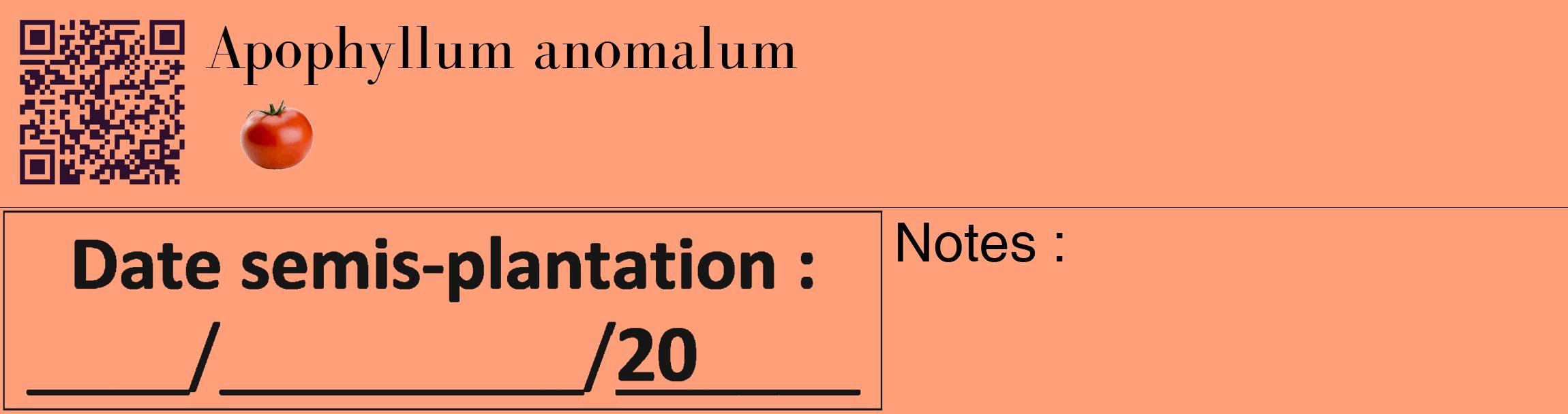 Étiquette de : Apophyllum anomalum - format c - style noire39_basique_basiquebod avec qrcode et comestibilité simplifiée