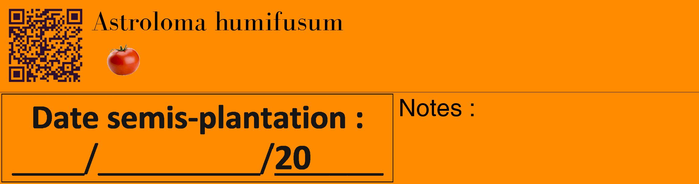 Étiquette de : Astroloma humifusum - format c - style noire23_basique_basiquebod avec qrcode et comestibilité simplifiée