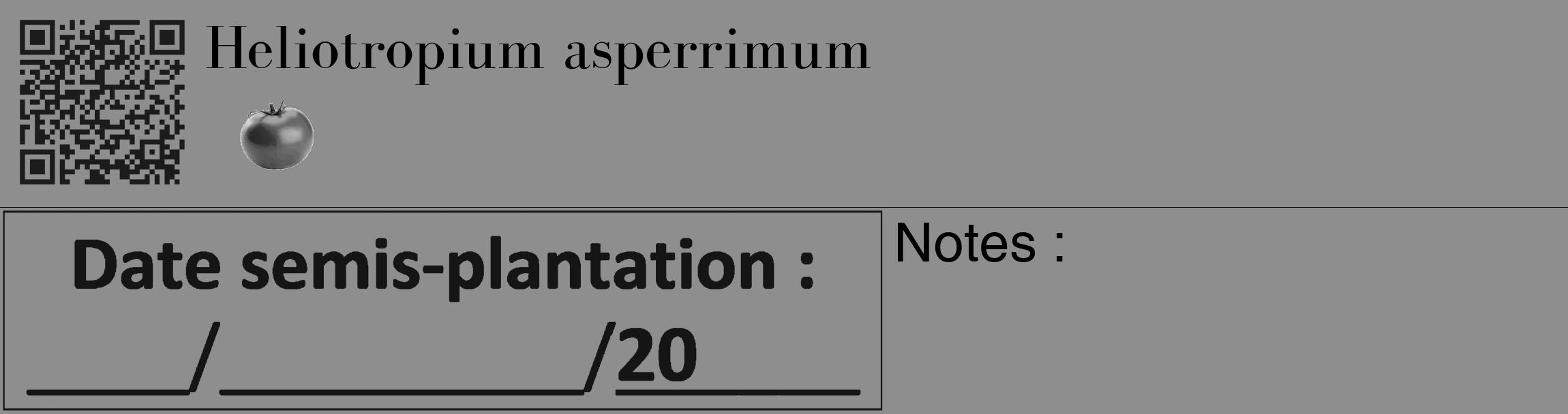 Étiquette de : Heliotropium asperrimum - format c - style noire25_basique_basiquebod avec qrcode et comestibilité simplifiée