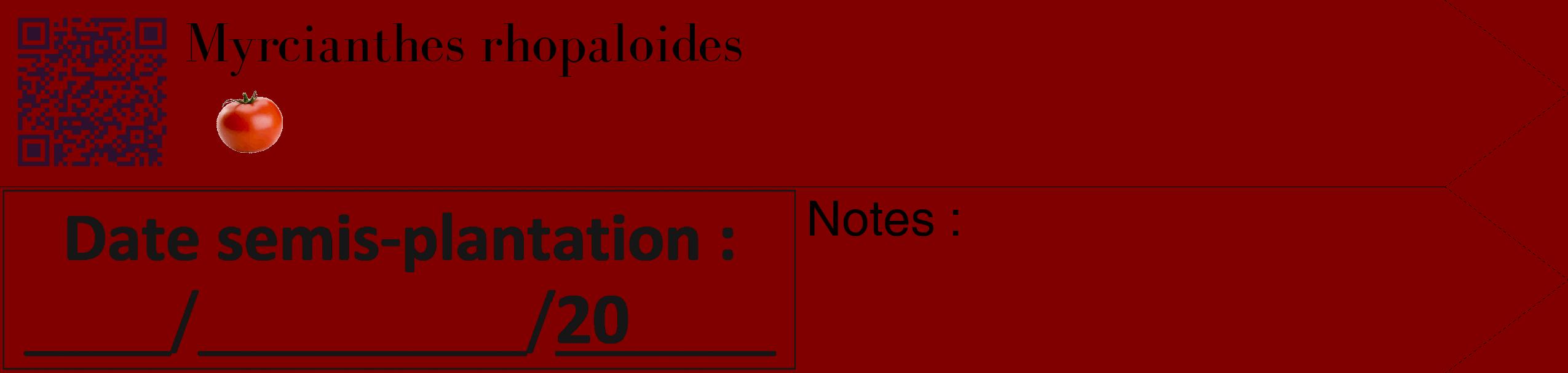 Étiquette de : Myrcianthes rhopaloides - format c - style noire29_simple_simplebod avec qrcode et comestibilité simplifiée