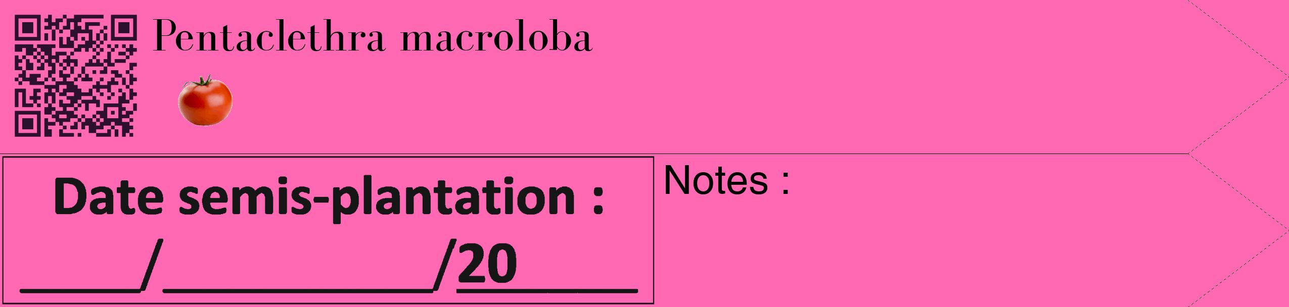Étiquette de : Pentaclethra macroloba - format c - style noire42_simple_simplebod avec qrcode et comestibilité simplifiée