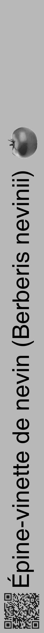 Étiquette de : Berberis nevinii - format a - style noire39hel avec qrcode et comestibilité simplifiée - position verticale