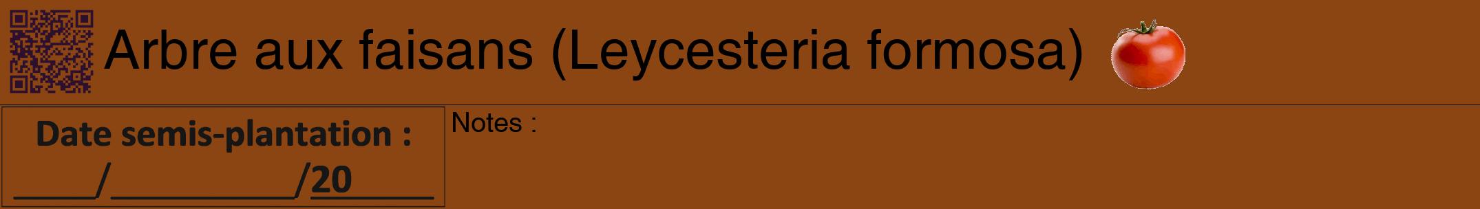 Étiquette de : Leycesteria formosa - format a - style noire30hel avec qrcode et comestibilité simplifiée