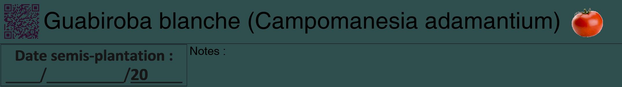 Étiquette de : Campomanesia adamantium - format a - style noire58hel avec qrcode et comestibilité simplifiée