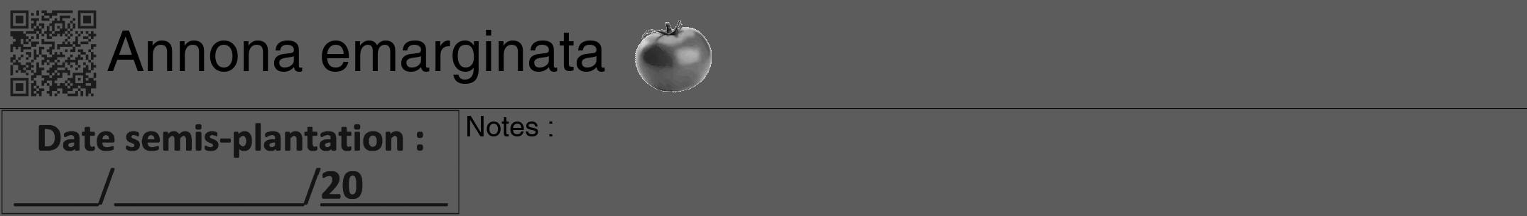 Étiquette de : Annona emarginata - format a - style noire49hel avec qrcode et comestibilité simplifiée