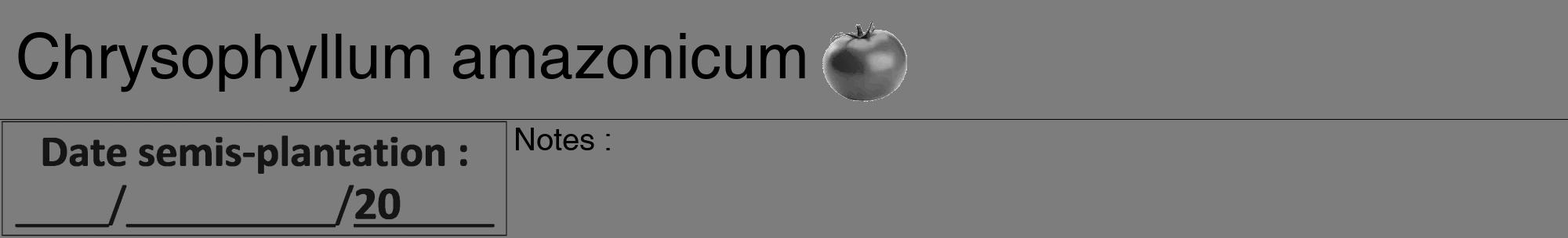 Étiquette de : Chrysophyllum amazonicum - format a - style noire35hel avec comestibilité simplifiée