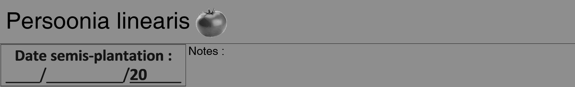Étiquette de : Persoonia linearis - format a - style noire25hel avec comestibilité simplifiée