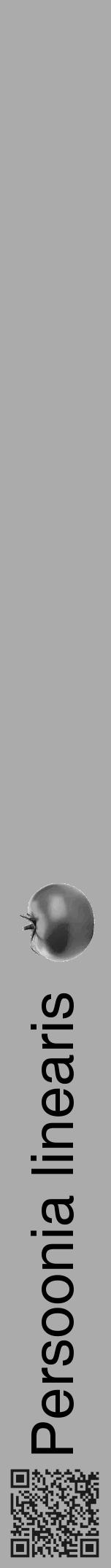 Étiquette de : Persoonia linearis - format a - style noire37hel avec qrcode et comestibilité simplifiée - position verticale