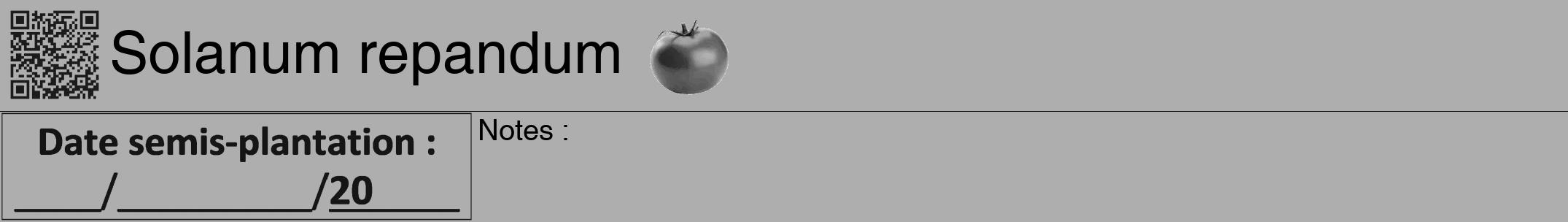 Étiquette de : Solanum repandum - format a - style noire53hel avec qrcode et comestibilité simplifiée
