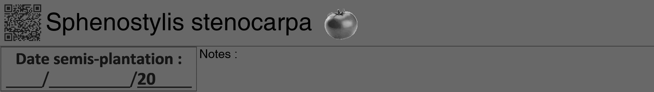 Étiquette de : Sphenostylis stenocarpa - format a - style noire43hel avec qrcode et comestibilité simplifiée