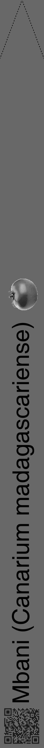 Étiquette de : Canarium madagascariense - format b - style noire6hel avec qrcode et comestibilité simplifiée - position verticale