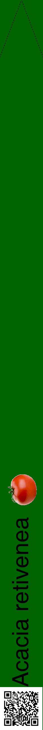 Étiquette de : Acacia retivenea - format b - style noire8hel avec qrcode et comestibilité simplifiée