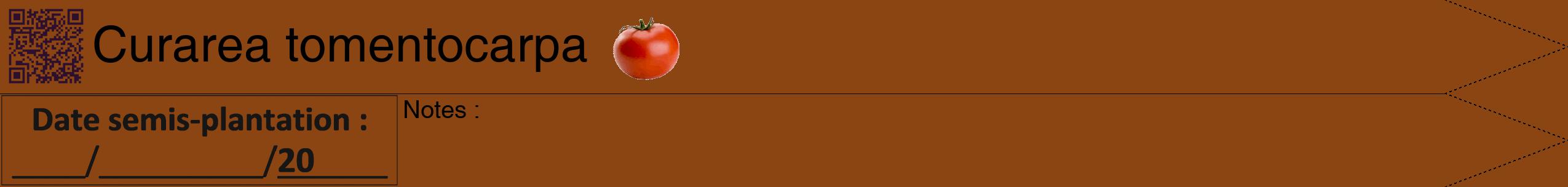 Étiquette de : Curarea tomentocarpa - format b - style noire30hel avec qrcode et comestibilité simplifiée