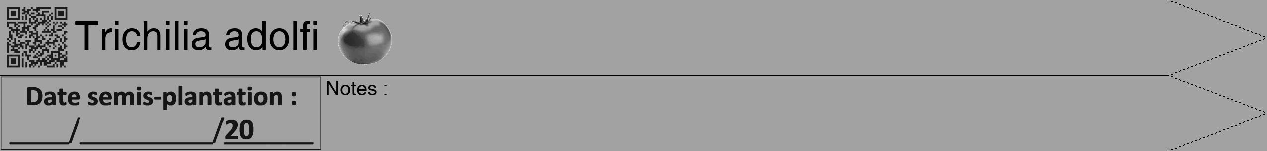 Étiquette de : Trichilia adolfi - format b - style noire38hel avec qrcode et comestibilité simplifiée
