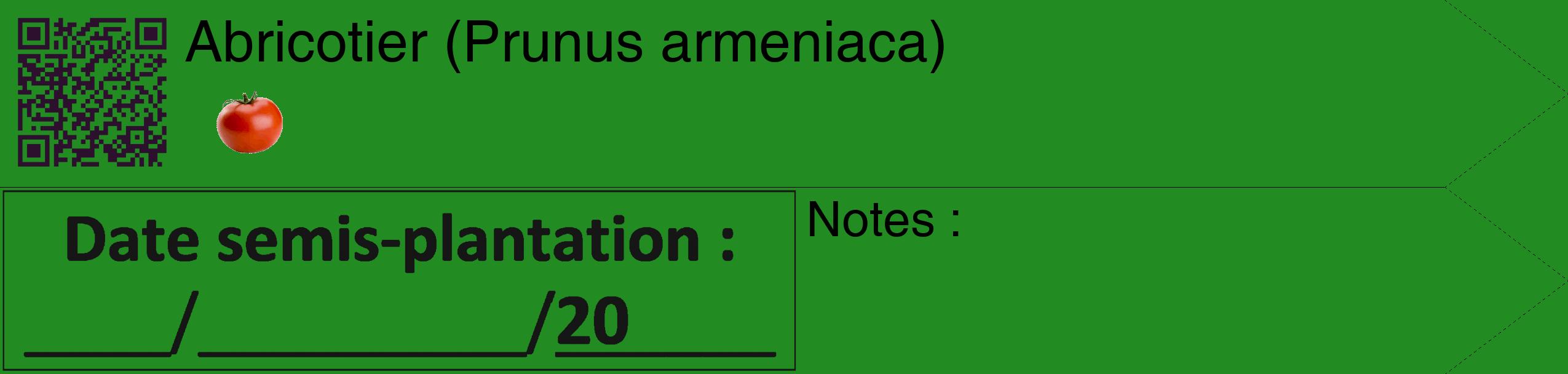 Étiquette de : Prunus armeniaca - format c - style noire10_simple_simplehel avec qrcode et comestibilité simplifiée