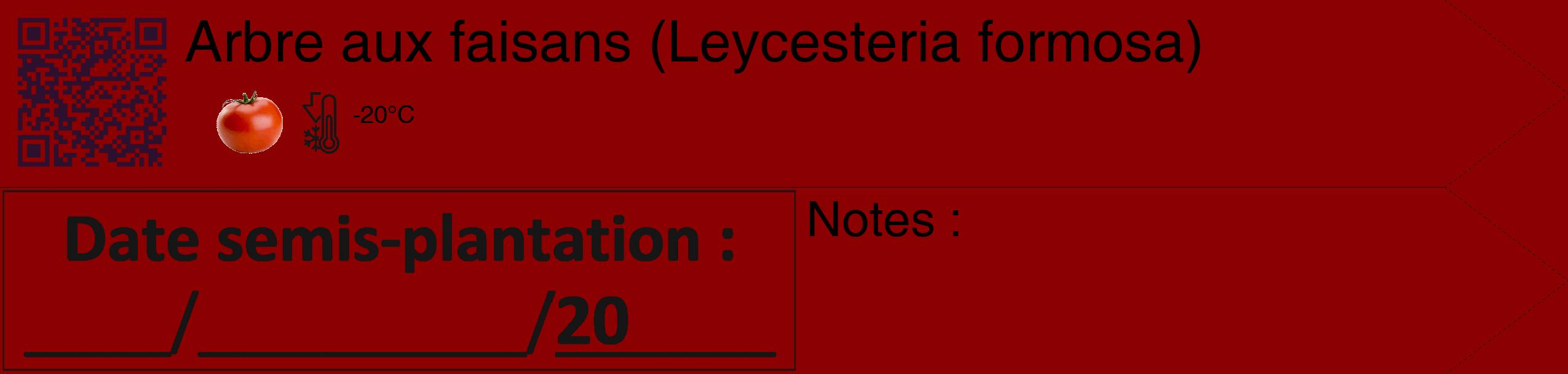 Étiquette de : Leycesteria formosa - format c - style noire34_simple_simplehel avec qrcode et comestibilité simplifiée