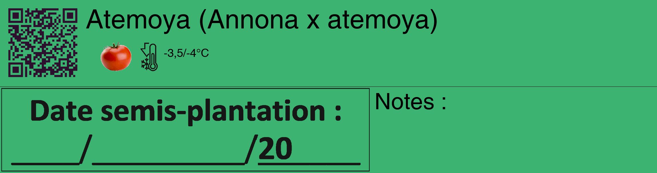 Étiquette de : Annona x atemoya - format c - style noire12_basique_basiquehel avec qrcode et comestibilité simplifiée