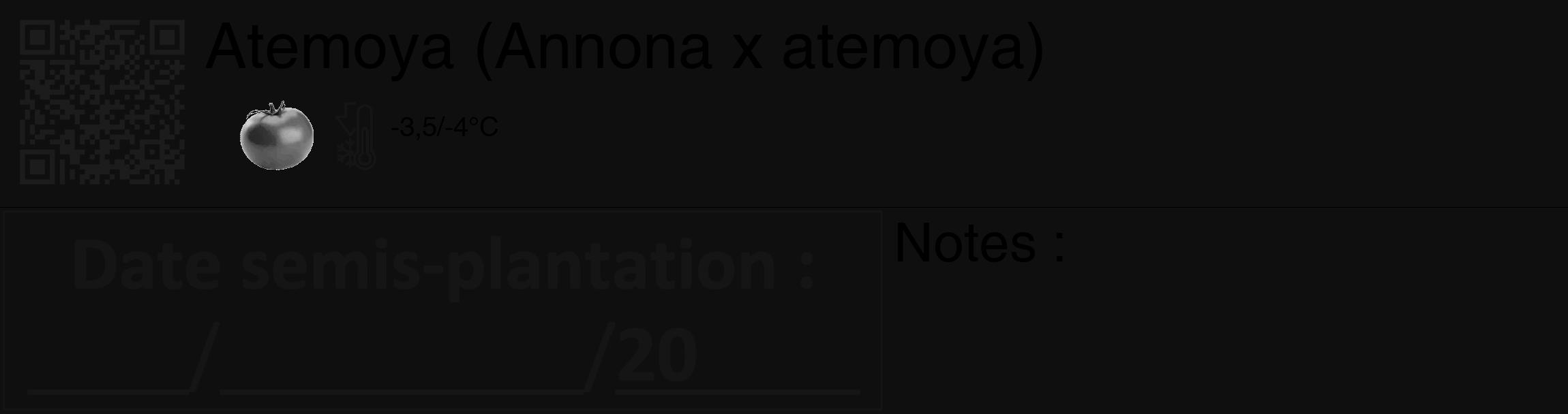 Étiquette de : Annona x atemoya - format c - style noire7_basique_basiquehel avec qrcode et comestibilité simplifiée