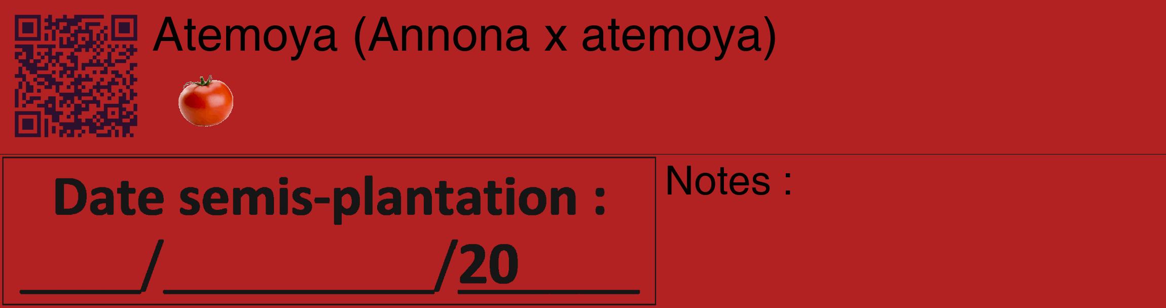 Étiquette de : Annona x atemoya - format c - style noire28_basique_basiquehel avec qrcode et comestibilité simplifiée