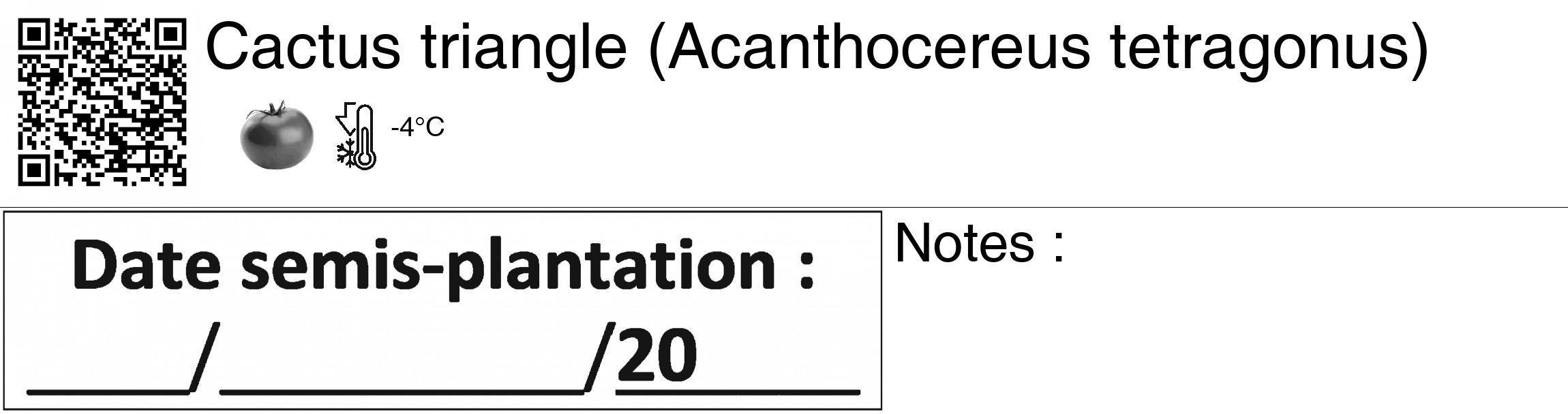 Étiquette de : Acanthocereus tetragonus - format c - style noire60_basiquegrrvhel avec qrcode et comestibilité simplifiée