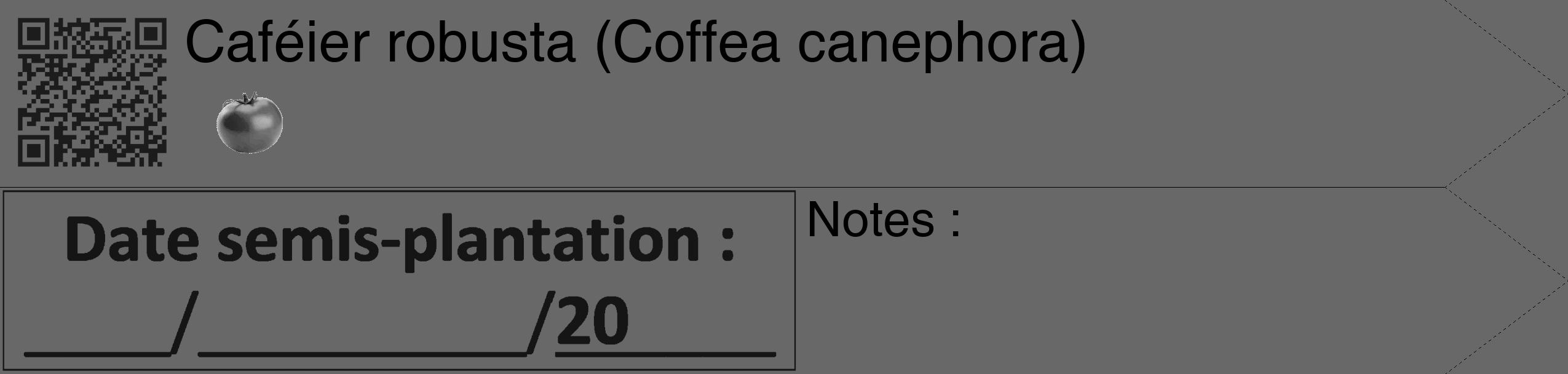 Étiquette de : Coffea canephora - format c - style noire43_simple_simplehel avec qrcode et comestibilité simplifiée