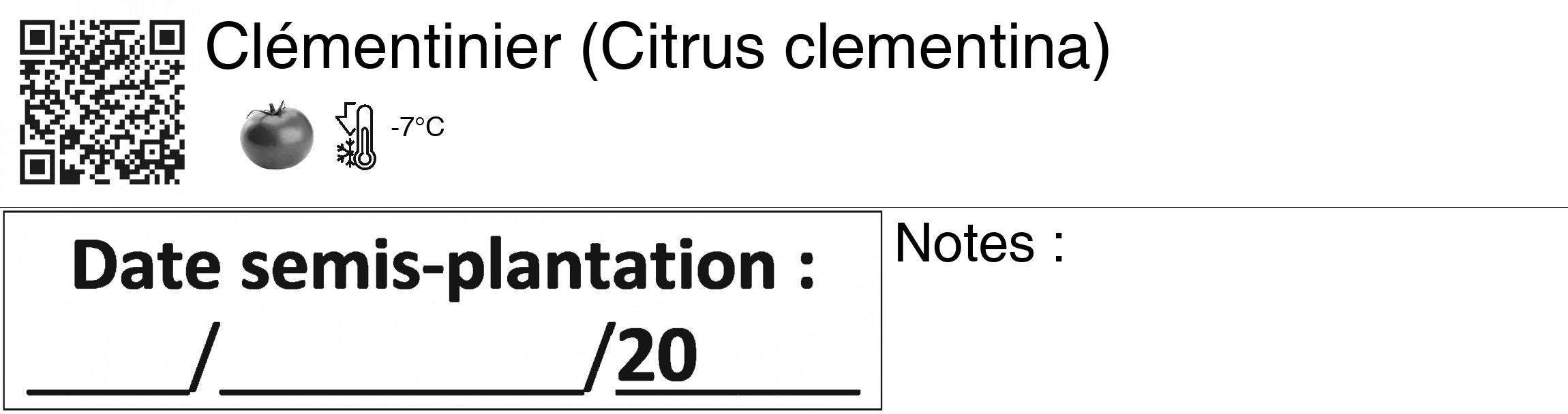 Étiquette de : Citrus clementina - format c - style noire60_basiquegrrvhel avec qrcode et comestibilité simplifiée
