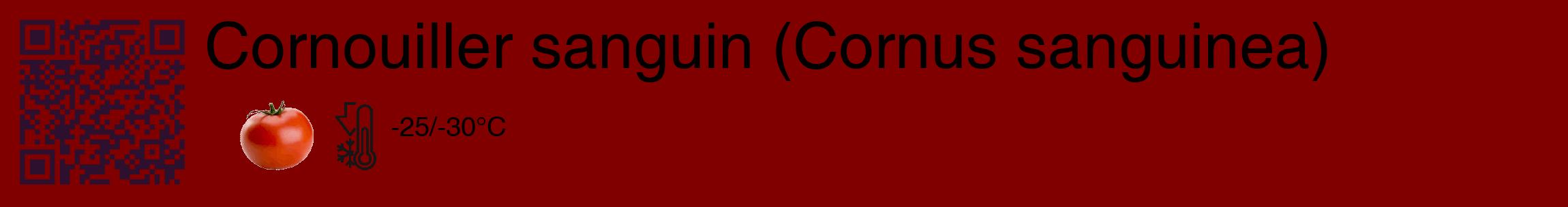 Étiquette de : Cornus sanguinea - format c - style noire29_basique_basiquehel avec qrcode et comestibilité simplifiée