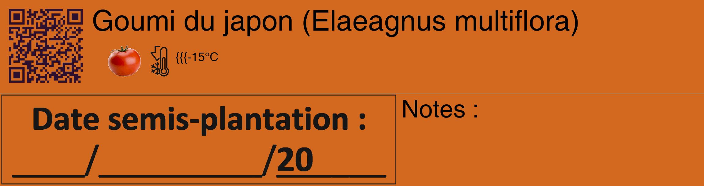 Étiquette de : Elaeagnus multiflora - format c - style noire31_basique_basiquehel avec qrcode et comestibilité simplifiée