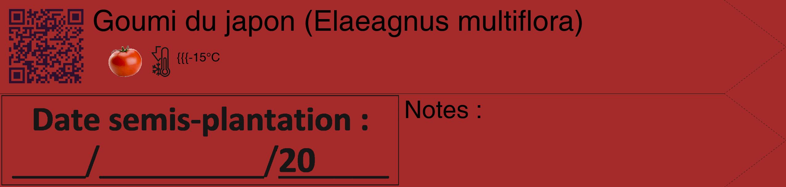 Étiquette de : Elaeagnus multiflora - format c - style noire33_simple_simplehel avec qrcode et comestibilité simplifiée