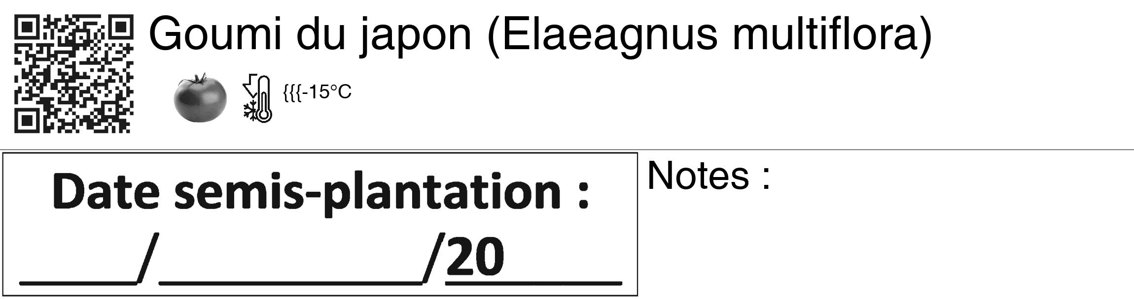 Étiquette de : Elaeagnus multiflora - format c - style noire60_basiquegrrvhel avec qrcode et comestibilité simplifiée