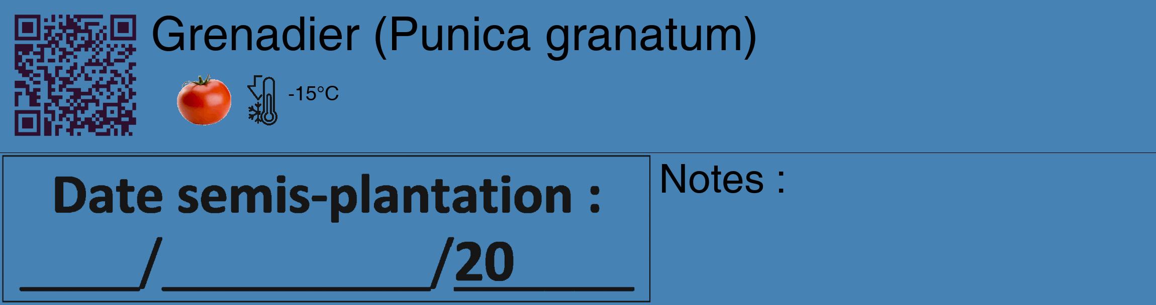 Étiquette de : Punica granatum - format c - style noire5_basique_basiquehel avec qrcode et comestibilité simplifiée