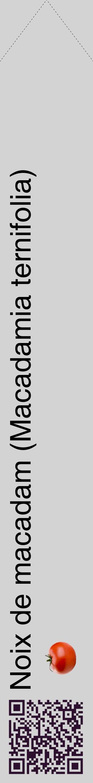 Étiquette de : Macadamia ternifolia - format c - style noire56_simplehel avec qrcode et comestibilité simplifiée